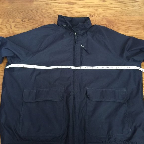LANDS END RAIN JACKET MENS L 42-44 ZIP HOOD POLYESTER COTTON LINING WINDBREAKER - Picture 9 of 13